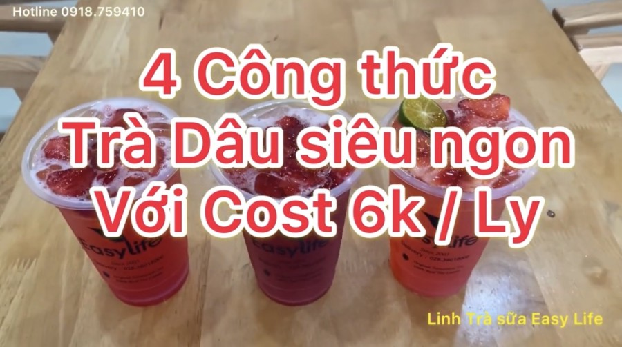 Bốn công thức trà dâu siêu ngon- cost chỉ 6k
